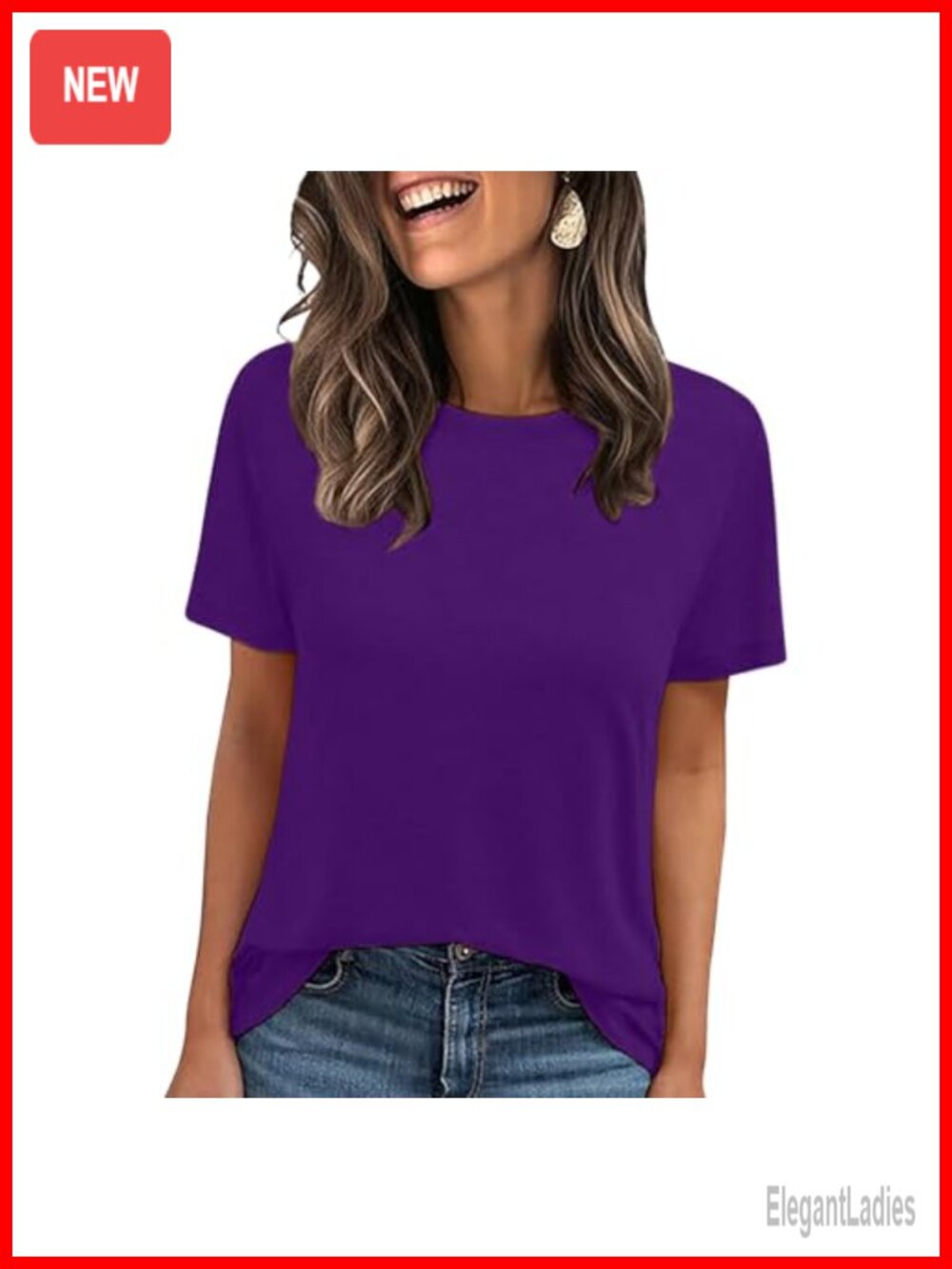 Women's Summer Short Sleeve Crewneck T-Shirt Solid Tee Casual Basic Top